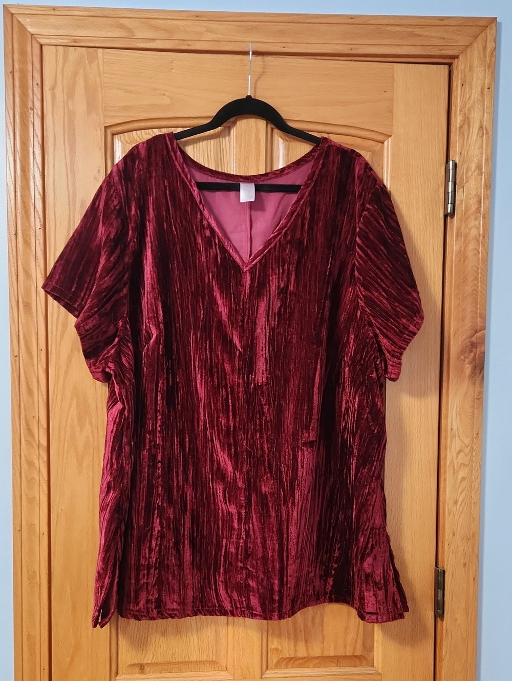 Avon Women's V-Neck Velvet Top - Wine